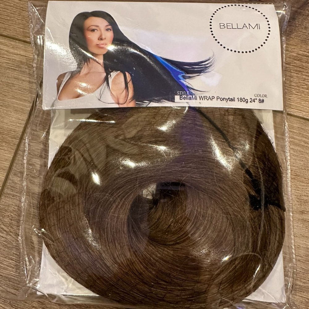 FAUX WRAP PONYTAIL 180G 24" ASH BROWN (8)